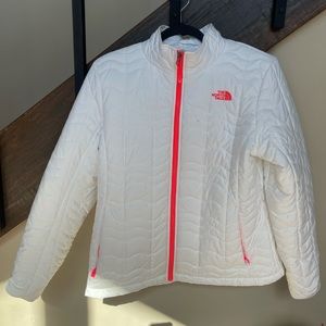 Women’s Pink and White North Face Puffer
